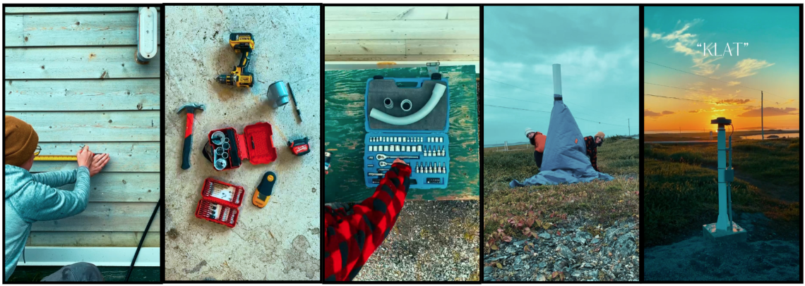 Image de compilation des différentes étapes de la construction d’une station GNSS.