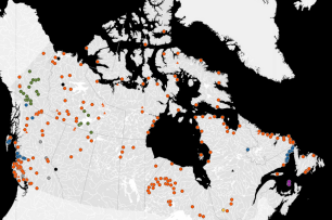 Une carte du Canada montrant les communautés éloignées