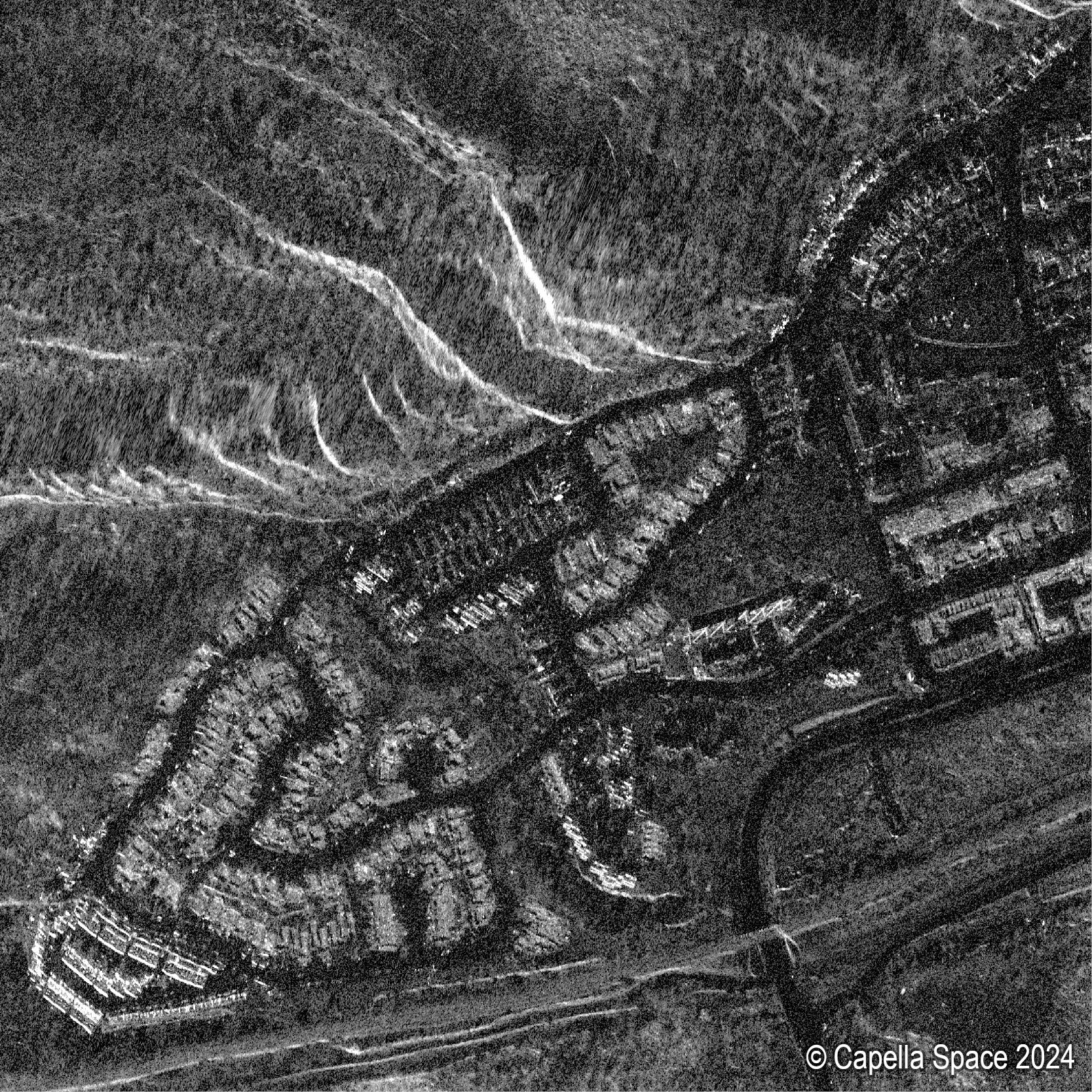 Image satellite radar à synthèse d’ouverture du quartier de Jasper