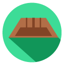 Illustration d’une brouette rouge remplie de minerai noir
