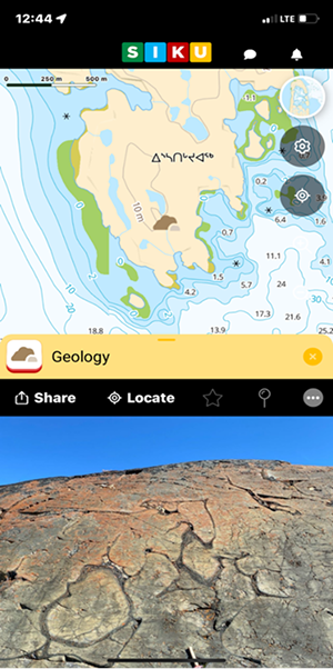 Publication liée à la géologie sur l’application pour téléphone cellulaire SIKU