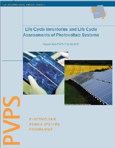 Page couverture du rapport intitule “Life Cycle Inventories and Life Cycle Assessments of Photovoltaic Systems”