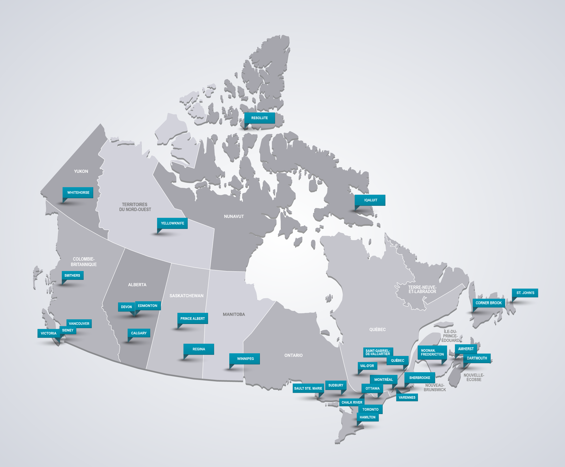 carte des lieux de travail au Canada