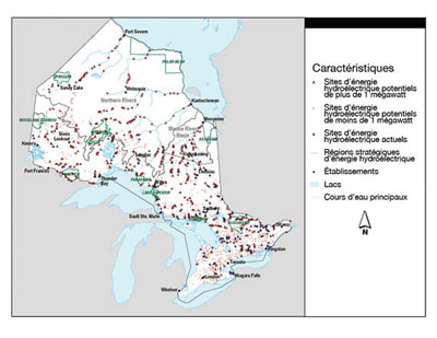FIGURE 7 : Ressources en  énergie hydroélectrique en Ontario (ministère des Richesses naturelles de  l'Ontario, 2006b).