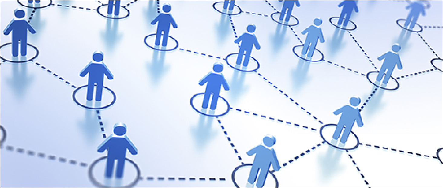 Image illustrant un réseau de personnes dans lequel chaque personne est reliée aux autres par une ligne pointillée