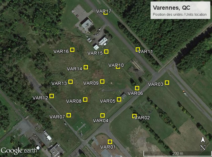 Carte illustrant la position des unités à Varennes, QC