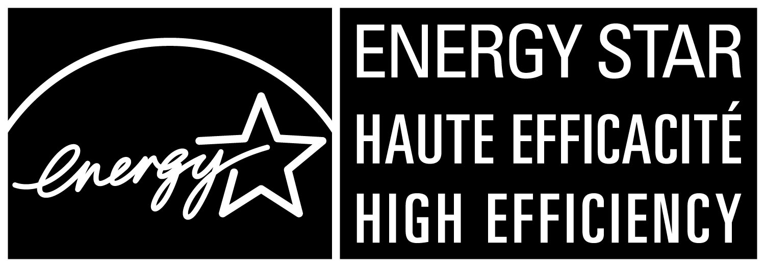 Le symbol ENERGY STAR HAUTE EFFICACITÉ – HIGH EFFICIENCY, horizontal noir 
