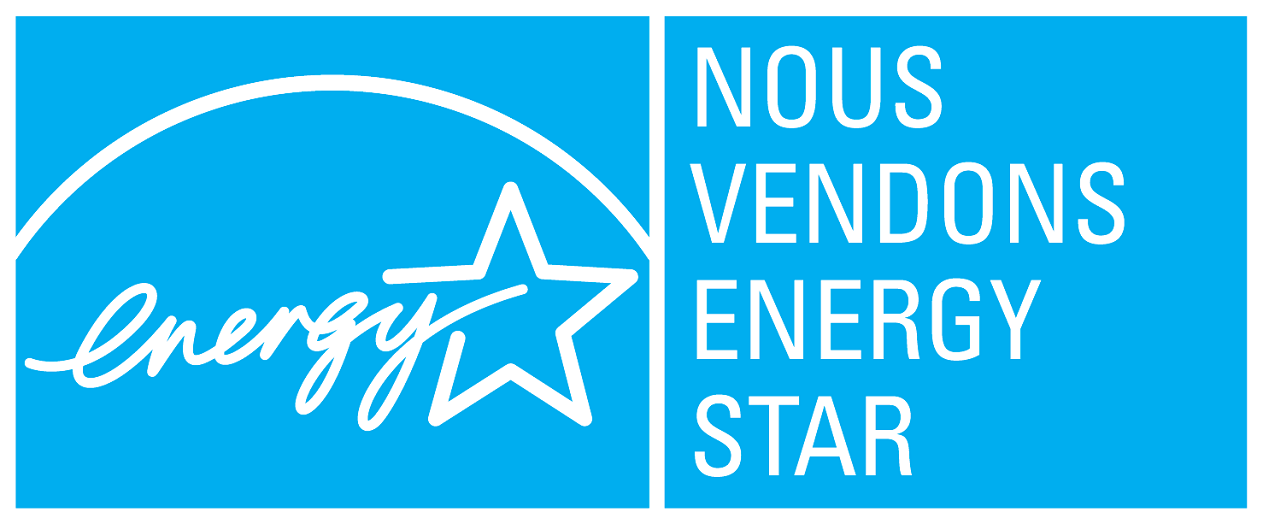 Le symbol NOUS VENDONS ENERGY STAR, horizontal bleu (cyan)