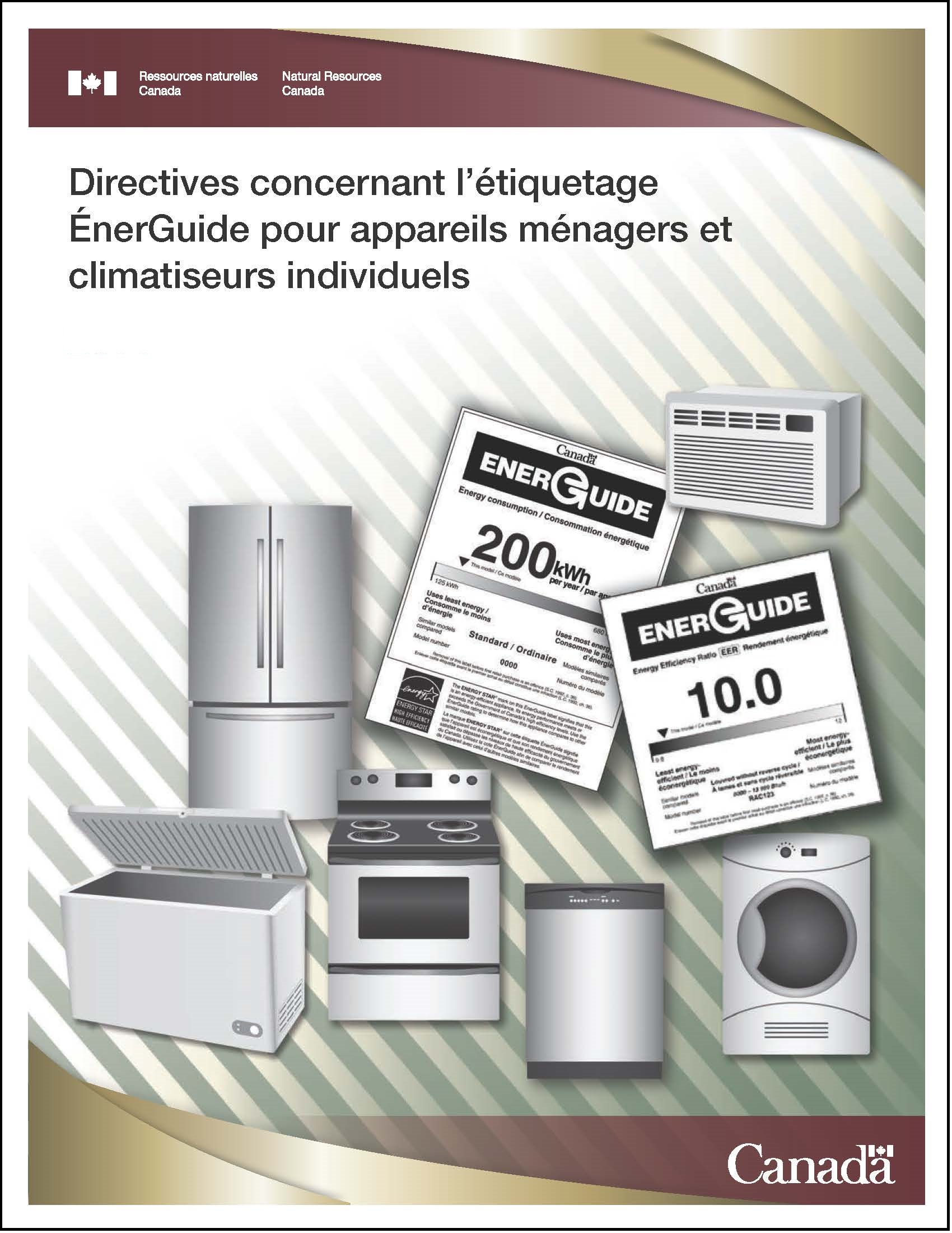 Couverture de Directives concernant l'étiquetage ÉnerGuide pour appareils ménagers et climatiseurs individuels