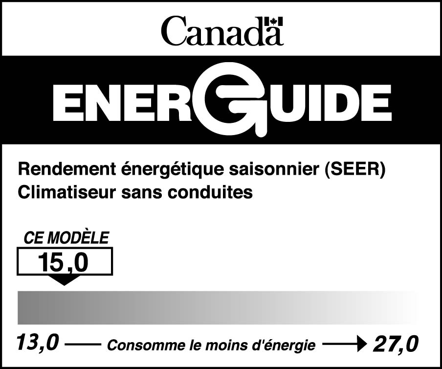 Étiquette ÉnerGuide pour les climatiseurs centraux sans conduits