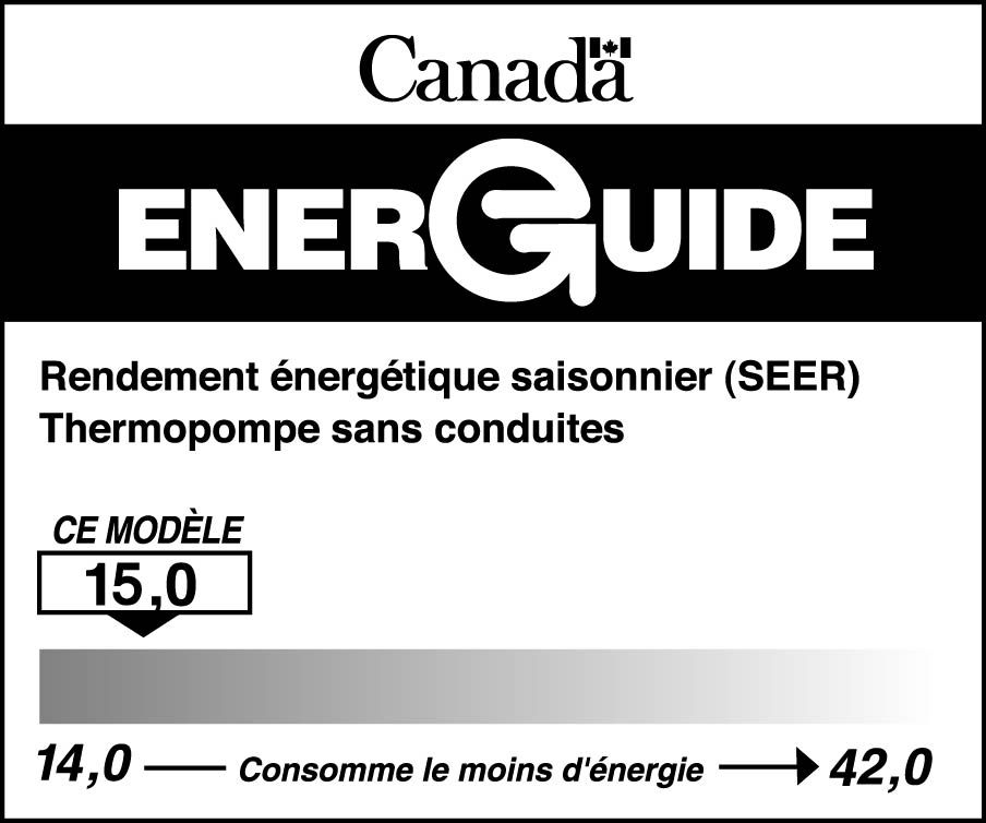 Étiquette ÉnerGuide pour les thermopompes à air sans conduits