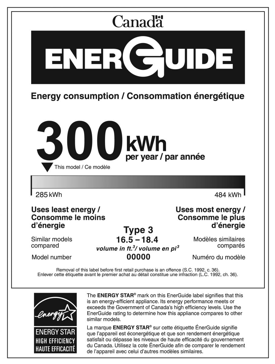 Étiquette ÉnerGuide d’un réfrigérateur homologué ENERGY STAR