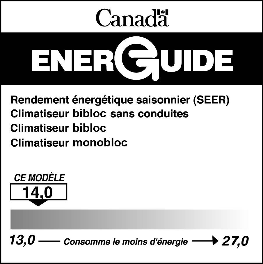 Étiquette ÉnerGuide pour les climatiseurs bibloc sans conduits