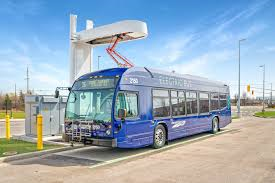 Autobus électrique sous l’auvent de recharge