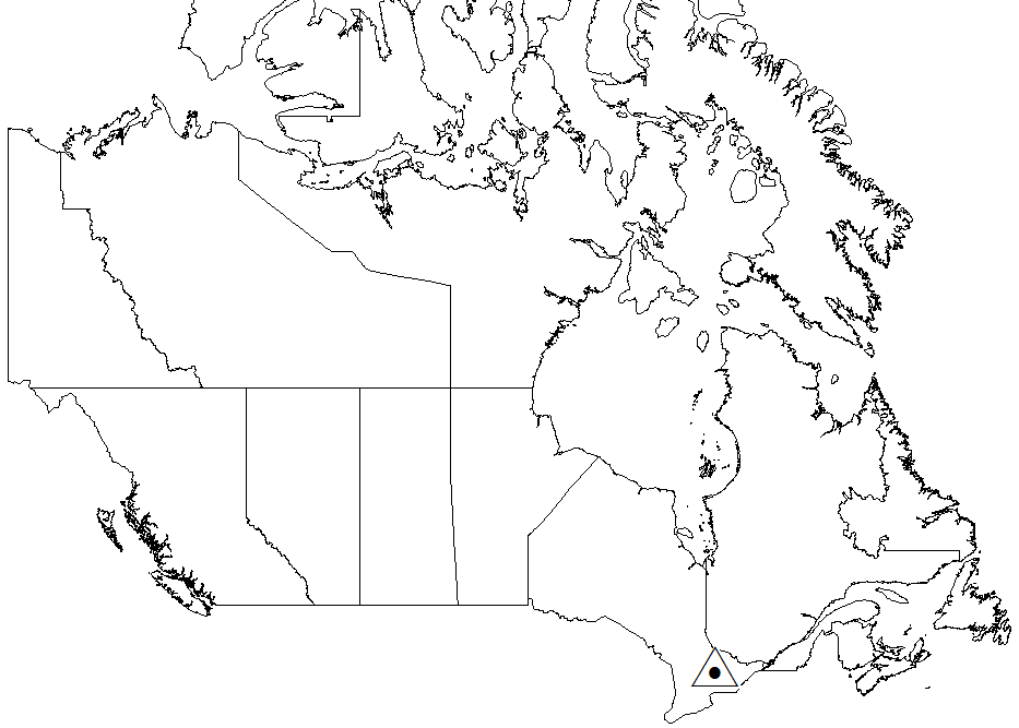 Carte du Canada illustrant la parcelle d’essai d’épandage de cendre de bois à Haliburton, en Ontario.
