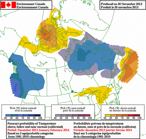 Figure 5.3 – Prévisions saisonnières d’Environnement Canada au 30 novembre 2013
