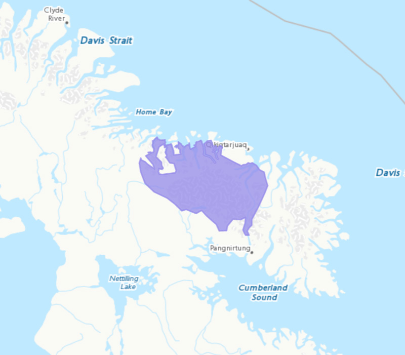 Emplacement de la carte : Parc national Auyuittuq, NU  