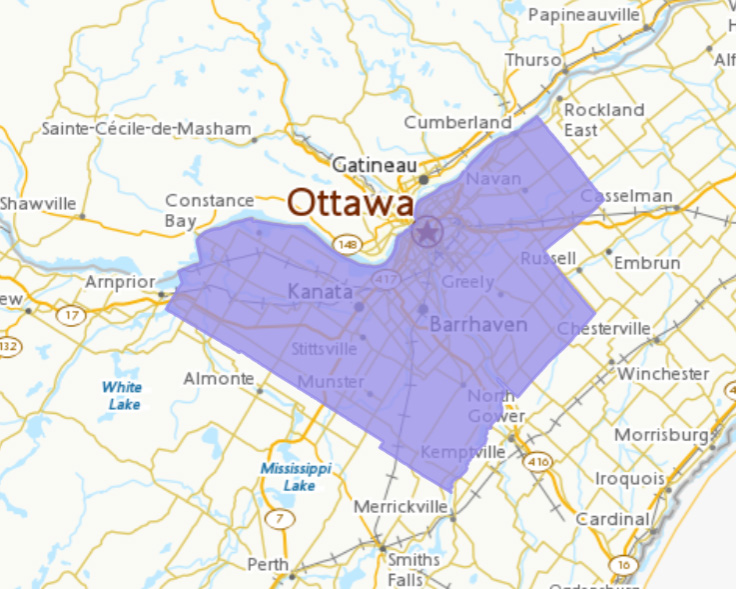 Emplacement de la carte : Ottawa, ON.