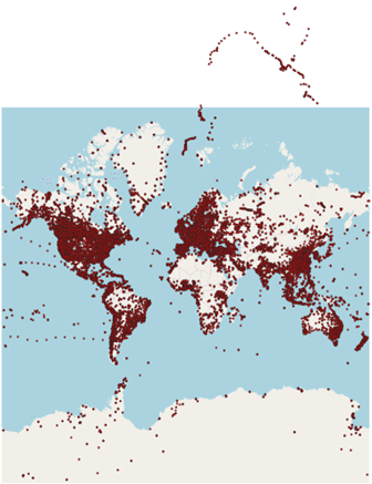 La Carte du monde montre une augmentation de l'utilisation du SCRS en 2021.