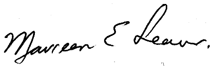 signature de Maureen E. Leaver