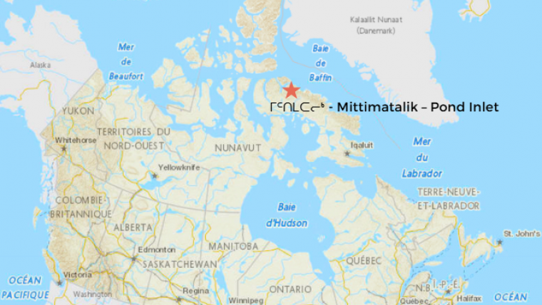 Carte du Canada montrant Mittimatalik–Pond Inlet. Geo.ca